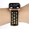 Apple Watch szíj 38/ 40/ 41 mm szegecses bőr óraszíj - fekete