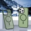 Apple iPhone 12 / 12 Pro tok, MagSafe-kompatibilis áttetsző matt  sötétzöld