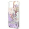 Apple iPhone 14 tok, Guess Liquid Glitter Flower csillámos - lila