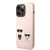 Apple iPhone 14 Pro tok, Karl Lagerfeld Liquid Silicone Karl és Choupette MagSafe kompatibilis - rózsaszín
