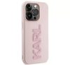 Apple iPhone 15 Pro tok, Karl Lagerfeld 3D Rubber Glitter Logo -  rózsaszín