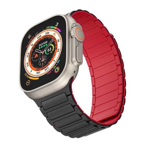 Tech-protect Icon Band Magnetic Apple Watch szilikon óraszíj (42 / 44 / 45 / 49 mm) - fekete/piros