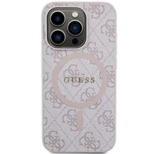 GUESS  iPhone 15 Pro tok, MagSafe (4G Ring classic logo) - pink