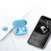 Bluetooth sztereó fülhallgató, v5.0, TWS, töltőtok, vezérlő gomb, zajszűrővel, vízálló, Wooze EarBuds Pro, kék