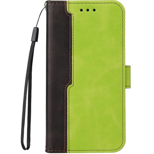 Apple iPhone 13, Oldalra nyíló tok, stand, kártyatartóval, kézpánttal, Wooze Colour Wallet, zöld