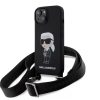 Karl Lagerfeld tok + crossbody strap fekete KLHCP15SSCBSKNK IPhone 15 készülékhez